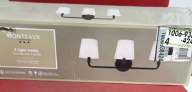 3-Light Black Bathroom Vanity Light Fixture with Fabric Shades