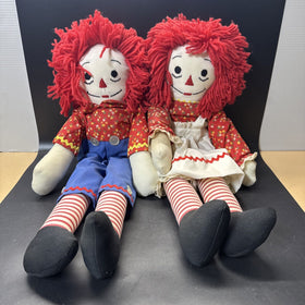 Vintage Raggedy Ann And Andy Handmade Dolls 25”/ Lot of 2