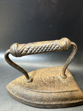 Vintage Sad Flat Iron - Primitive Antique Cast Iron - Household & Kitchen Decor