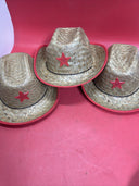 5 Piece Kids Straw Cowboy Hat with Sheriff Star - Bulk Child Western Sheriff