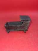 Antique Wood Doll Cradle with Hood, Old Black Stain, 4.5"