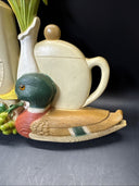 Vintage 15” Mallard Duck & Fruit Clock Haven Quartz Burwood Products/ Works