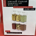 Airtight Food Storage Canister  With White Lids