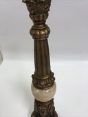 Pillar Candleholder Alabaster & Ornate Gold Gilt