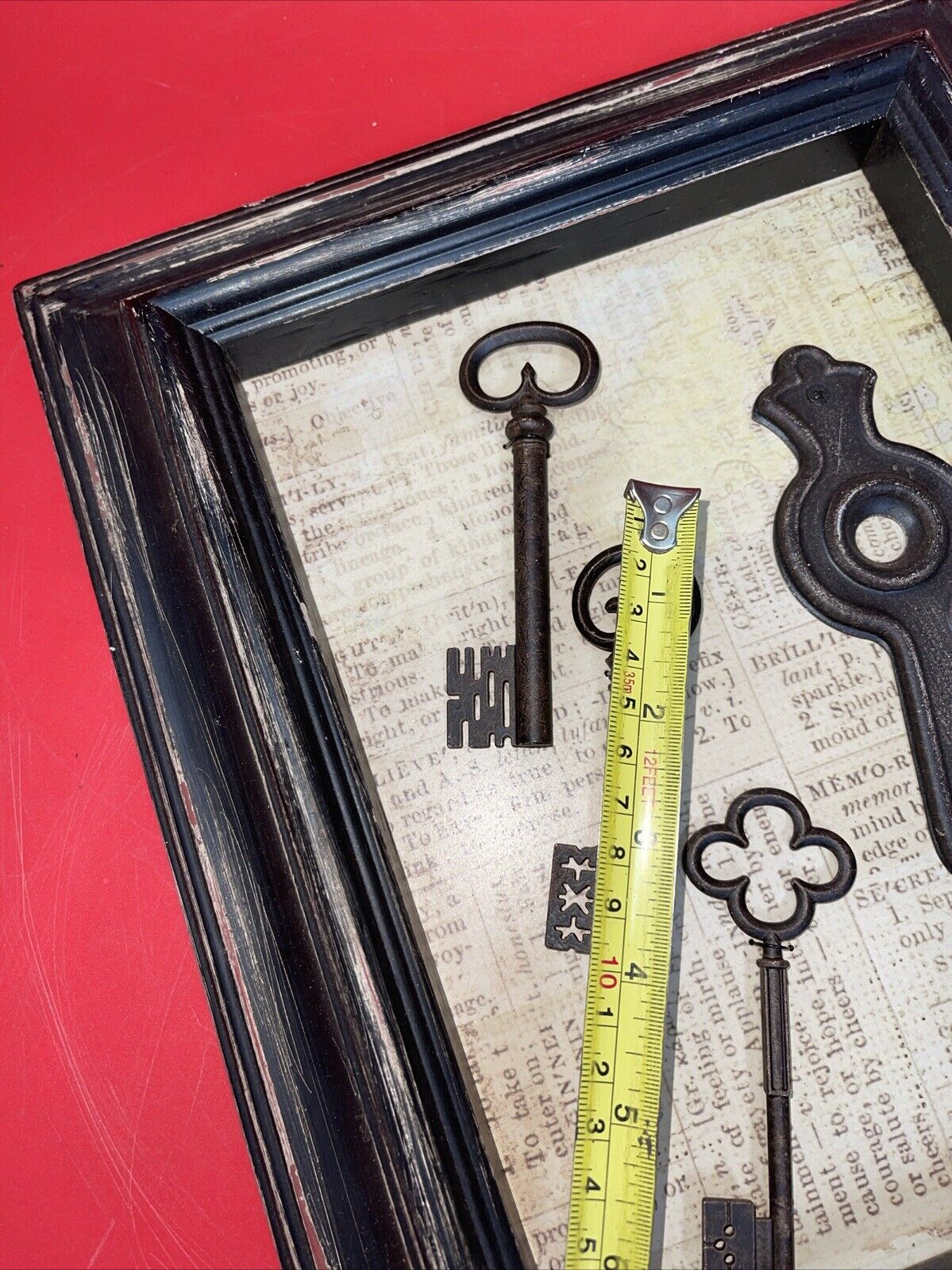 Framed Skeleton Keys and Doorknob & Keyhole Escutcheon Plate 13.5"x10.75