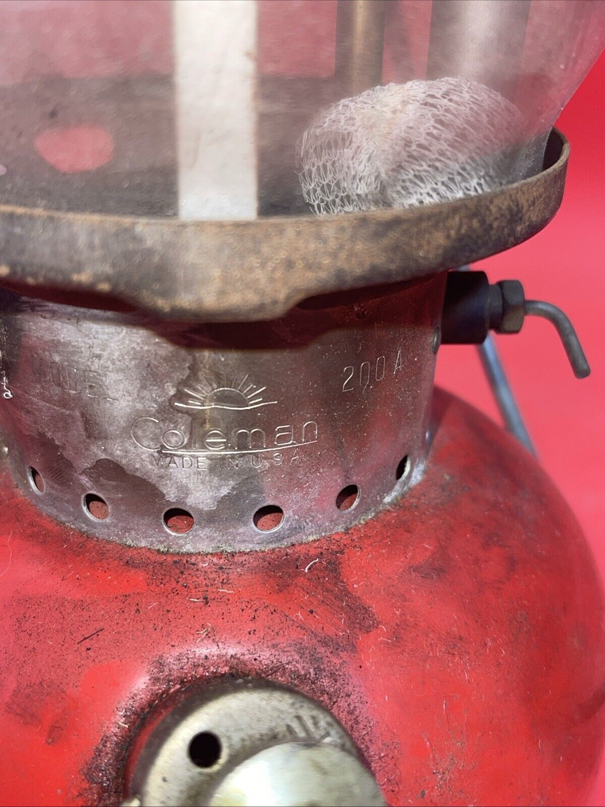 Vintage Red Coleman Model 200A Black Band Lantern
