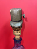 Man with Hat Bottle Spout with Music Box Hand Carved Wood Vintage