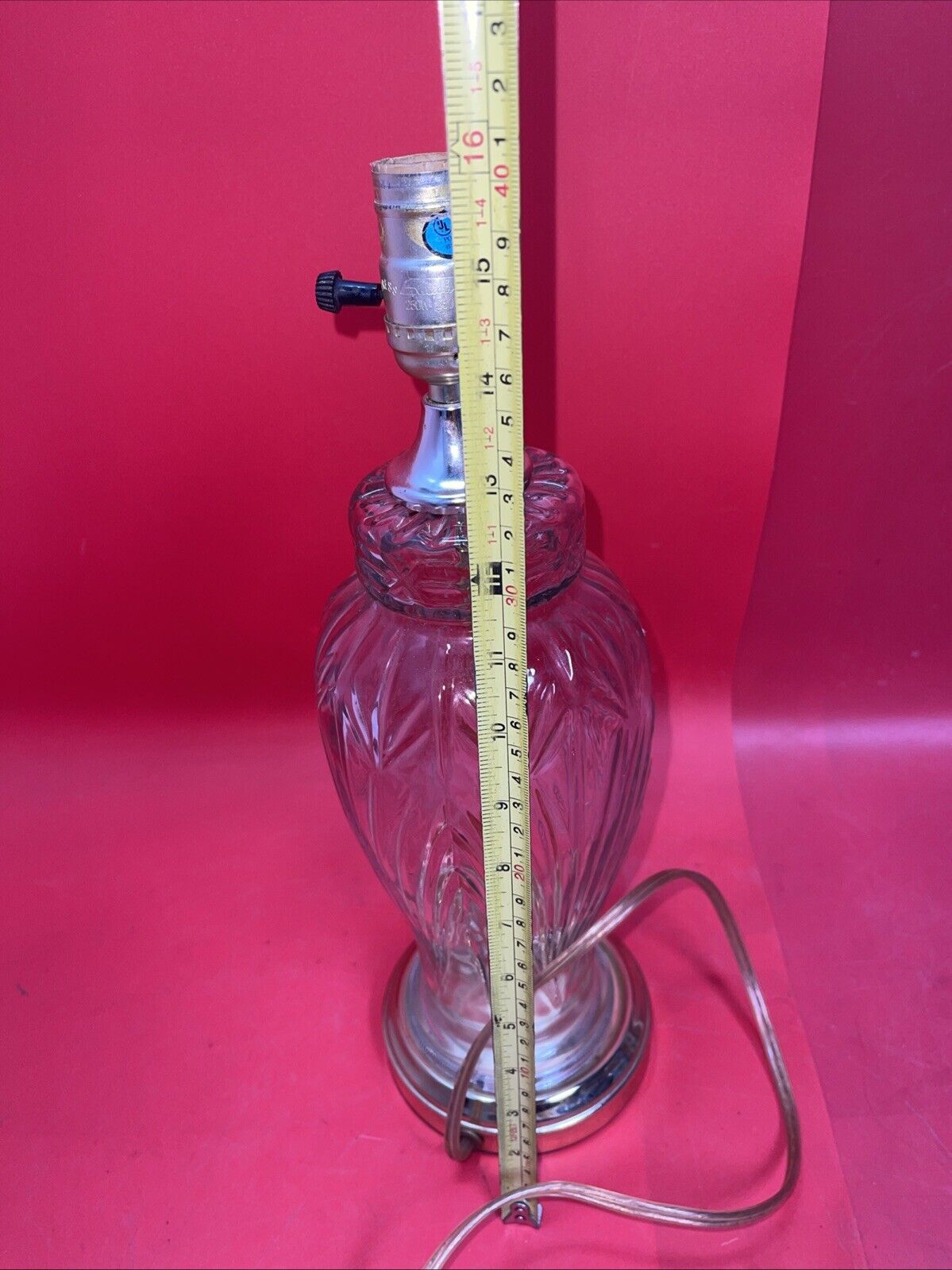 Vintage Lamp Excelsior Lead Crystal Brass Art Deco 16 Inches Bulb Included