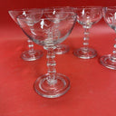 Vintage Etched Clear Glass Footed Tumblers Stemware Set 5