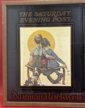 Vintage The Saturday Norman Rockwell Picture Frame wood glass wall decor