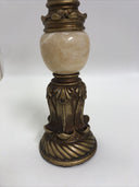Pillar Candleholder Alabaster & Ornate Gold Gilt