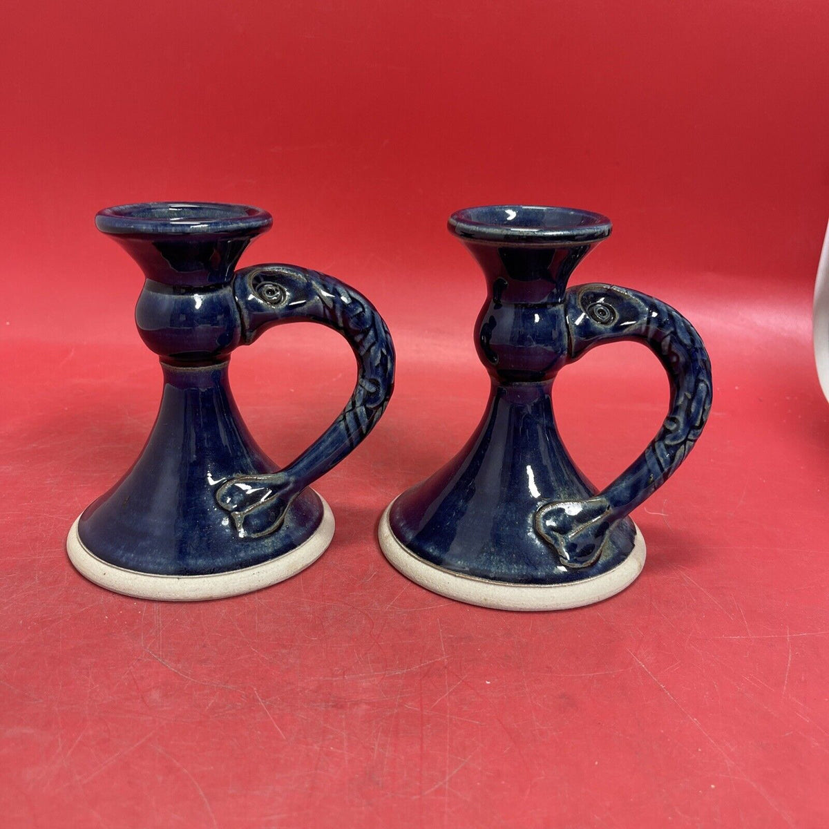 Vintage Celtic Clays Pottery ,Blue Fish Candle Made In Ireland