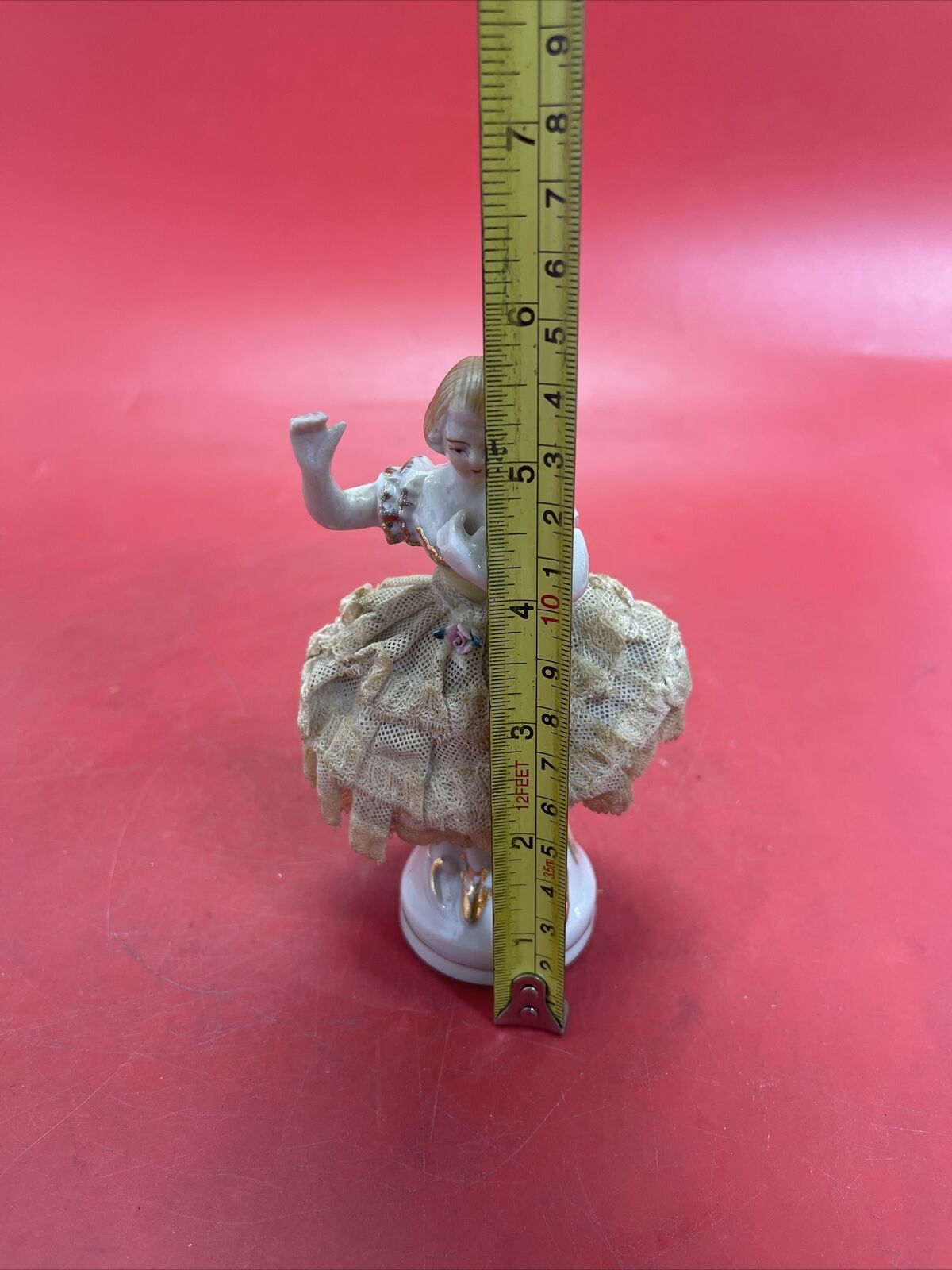 Vintage Lace Draped Lady Figurine