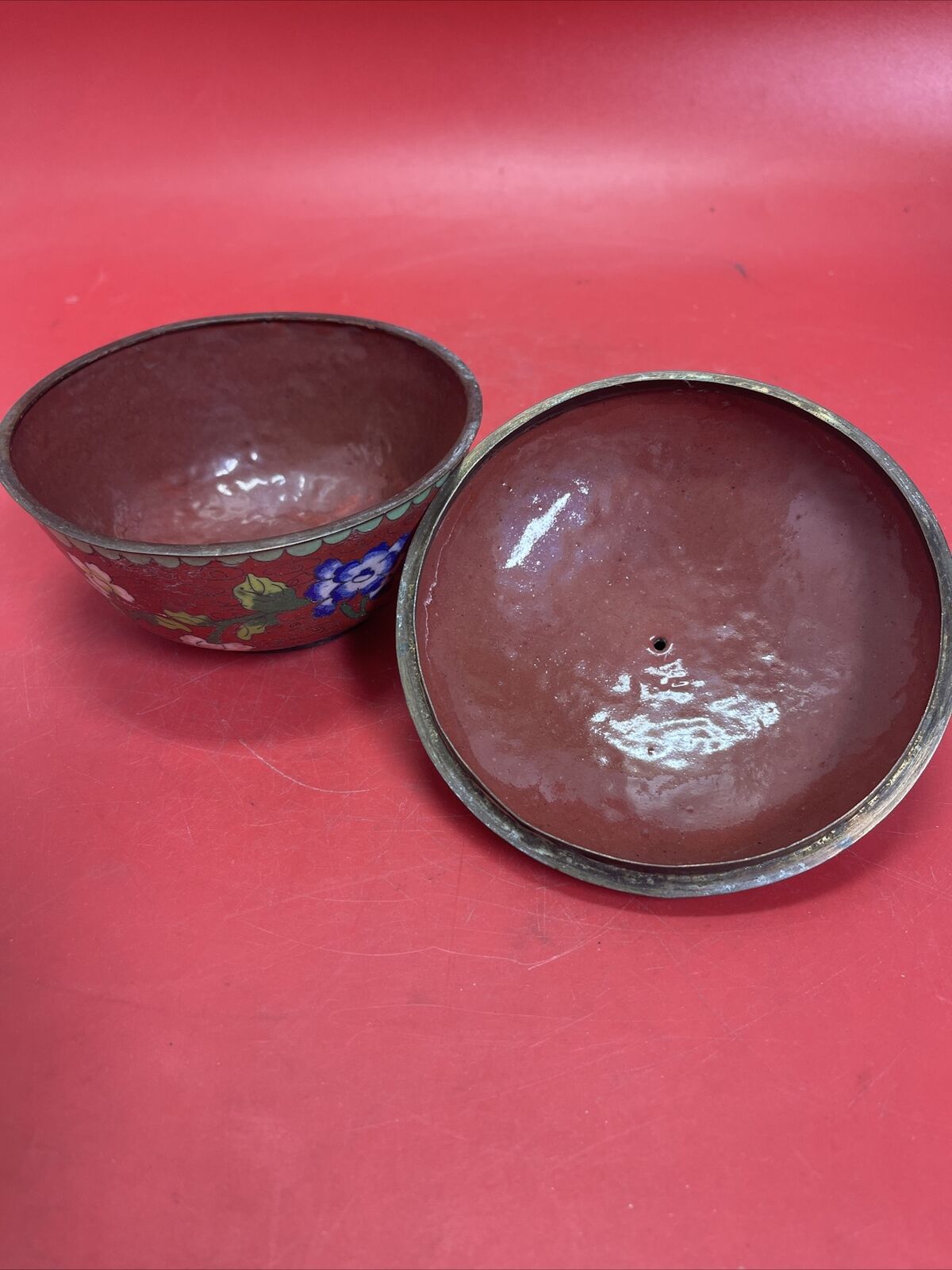 Antique Chinese pot/bowl with tin lid