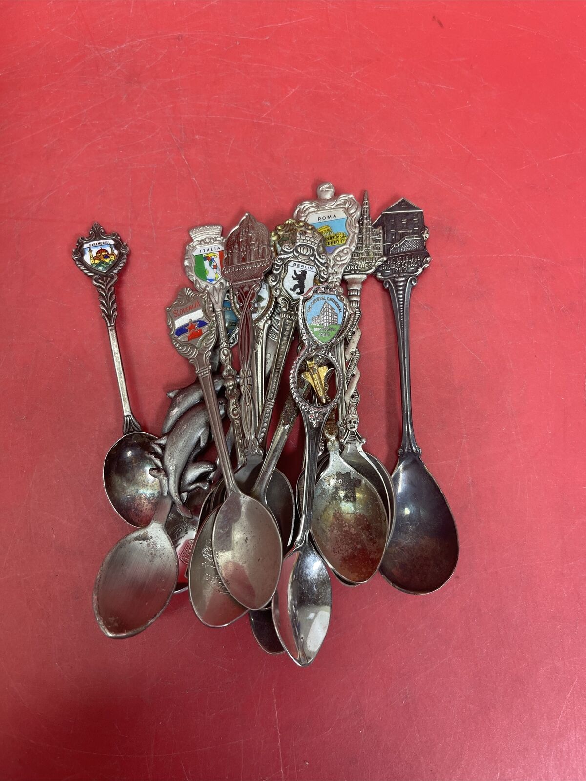 Vintage Mixed Lot 16  Travel Souvenir Collector Spoons Preowned Varied #1