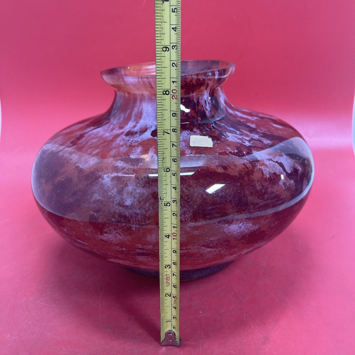 VINTAGE Blown Glass VASE ~8.5x 8.5”