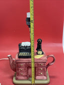 World Bazaars Ceramic Desk Teapot Electric Tabletop Lamp