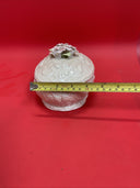 Porcelain Embossed Trinket Box Lidded Roses