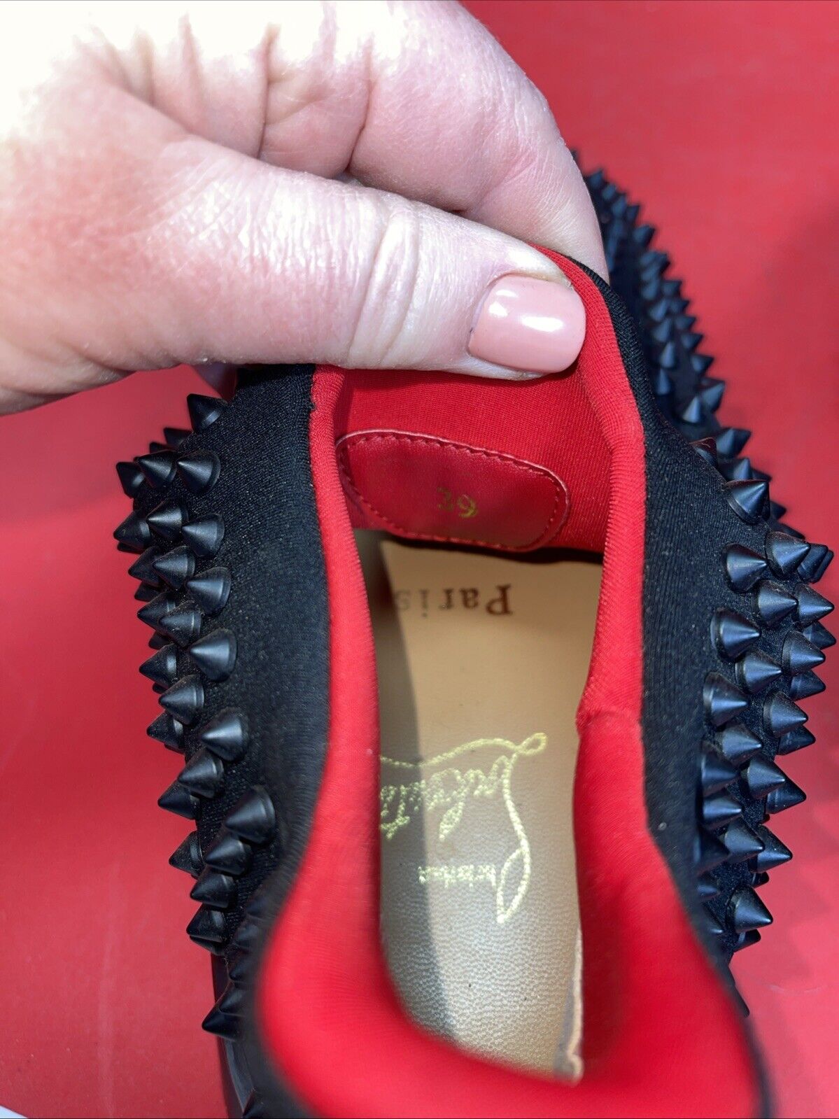 Christian Louboutin Spike Sock 30 Neoprene Black  Size 39 USED
