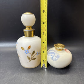 Vintage Perfume Bottles With Floral Design/ Lot Of 2