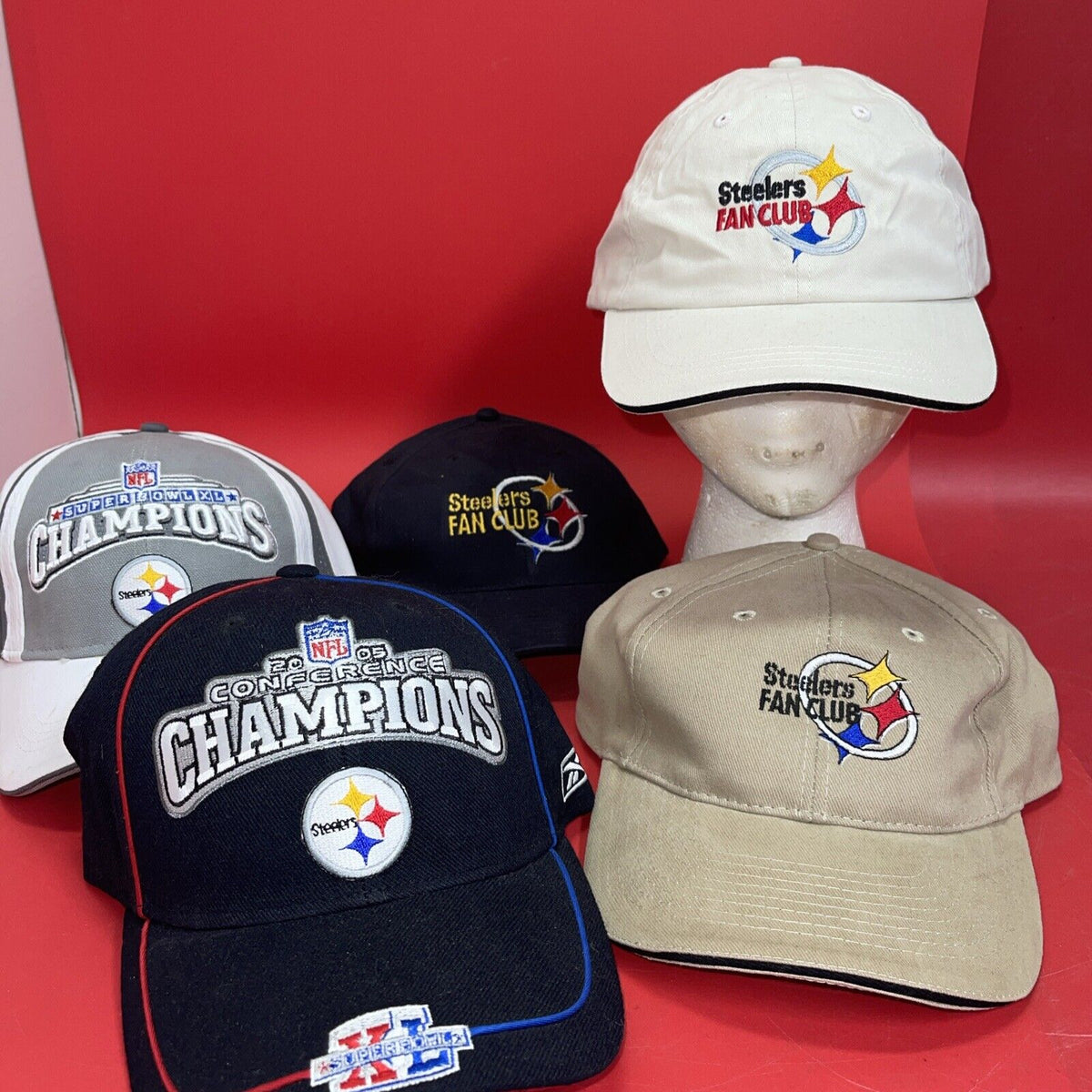 LOT OF 5 ASSORTED PITTSBURGH STEELERS CAPS / HATS #1