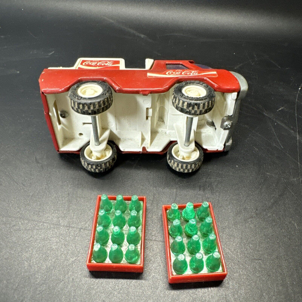 Vintage Buddy L Coca Cola Delivery Trucks,  Tractor Trailer Red Metal Coke Bottl