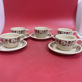Set 5 Buffalo China USA Coffee Cup & Saucer