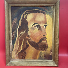 Vintage Jesus Christ Oli Painting Christian Wall Decor  18"x14" Frame