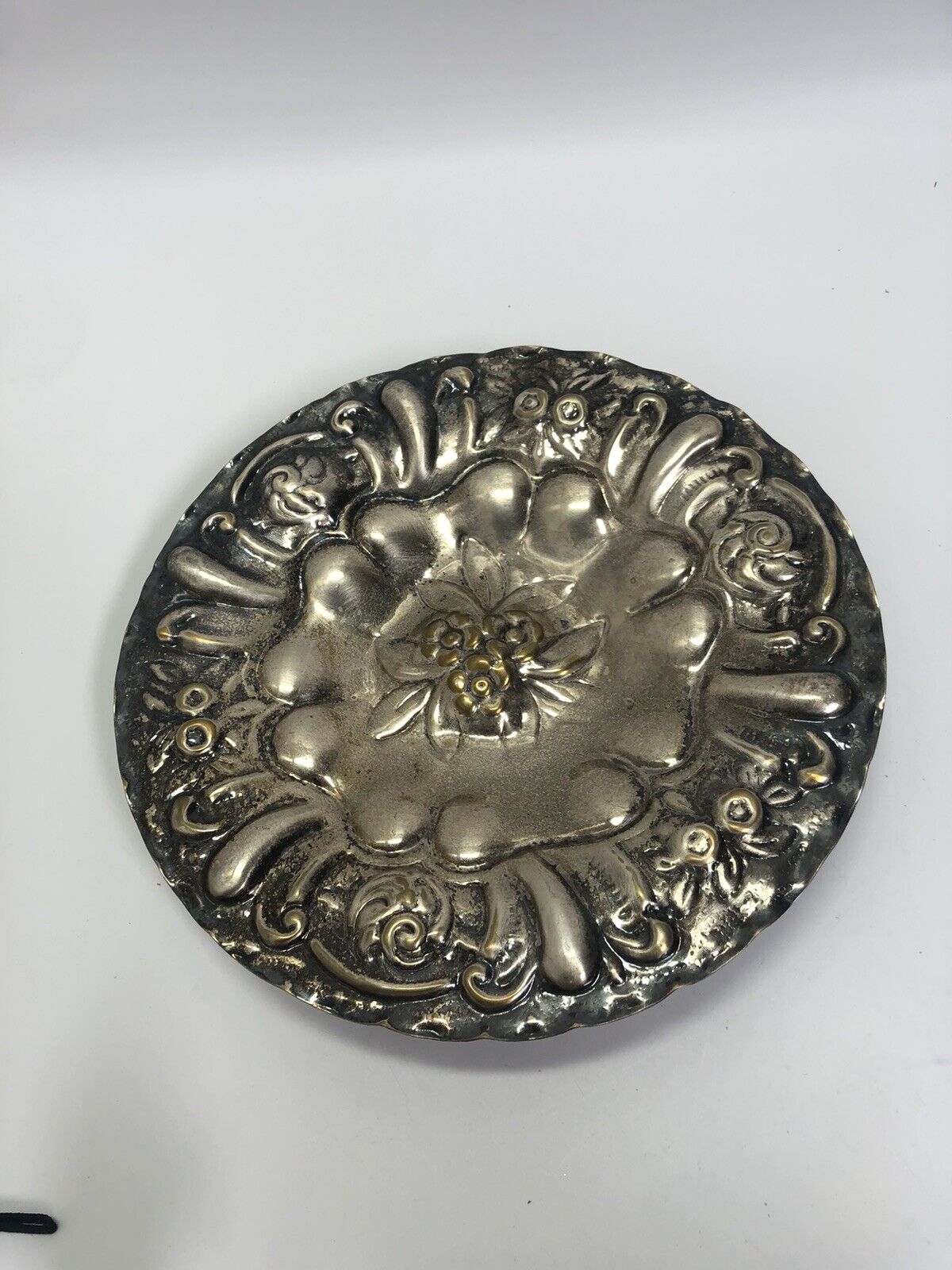 Crosby Silverplate Platter Tray Oval Seashell Scrollwork Edging Embossed