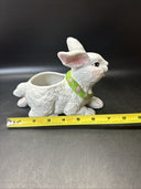 Vintage Teddy Bear And Bunny Pottery Ceramic Planters Set
