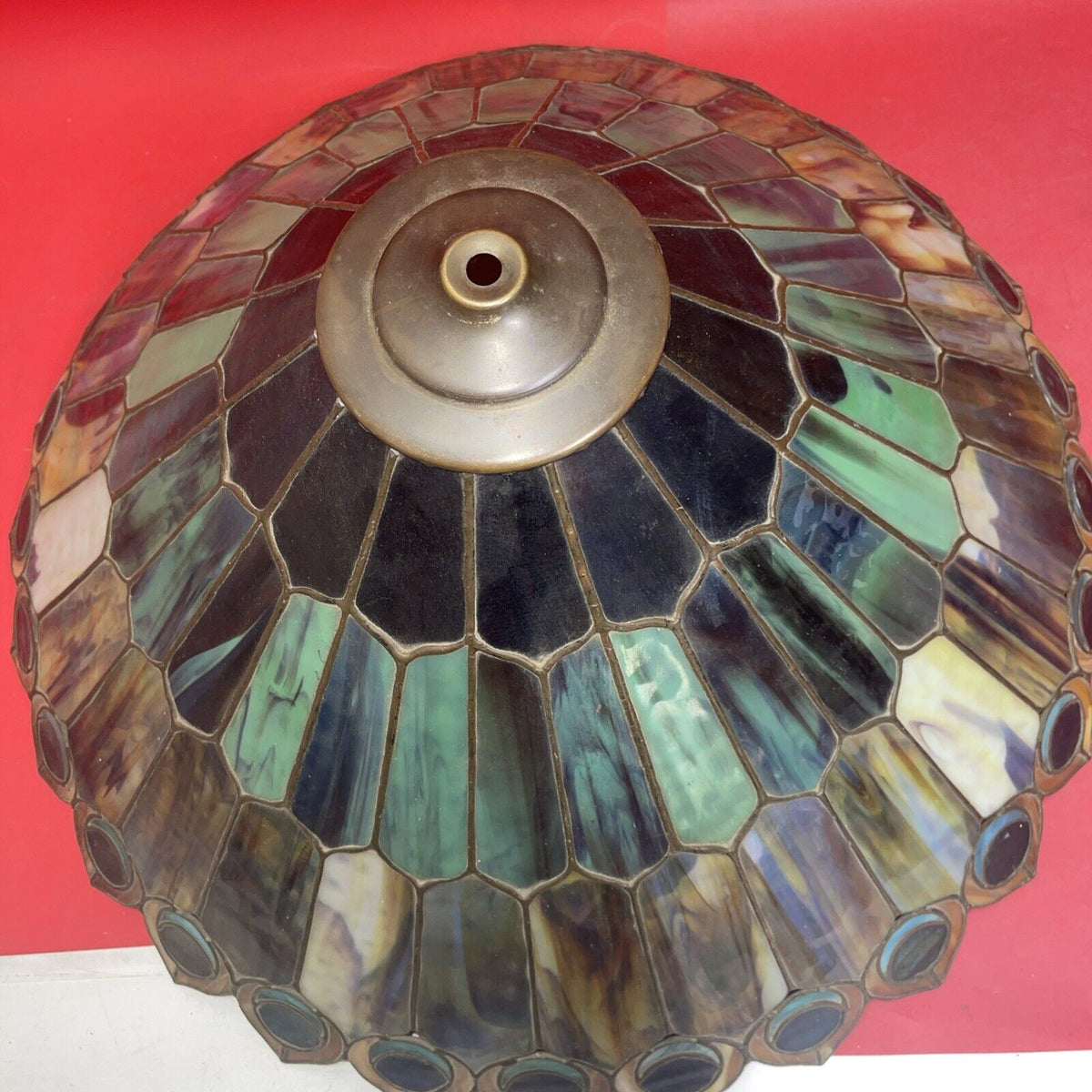 Tiffany Style Stained Glass Lamp Shade Peacock Tail Decorative, 23" Diameter