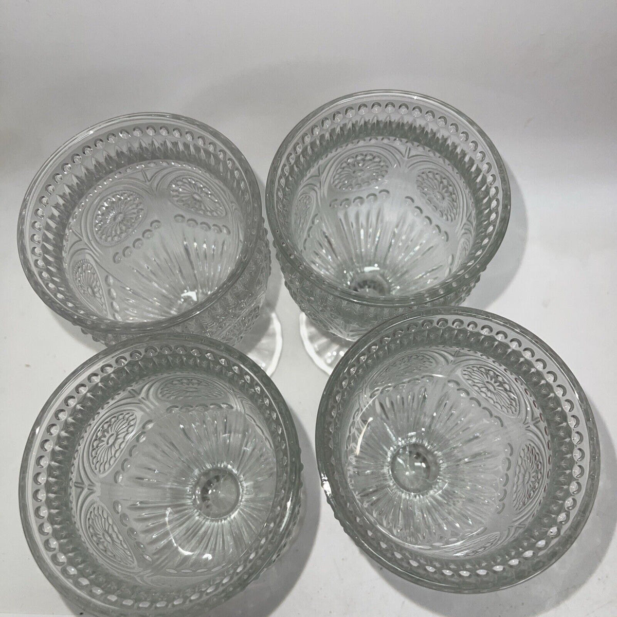 Weddingstar Vintage Inspired Pressed Glass Goblet, Clear 10oz Lot 4