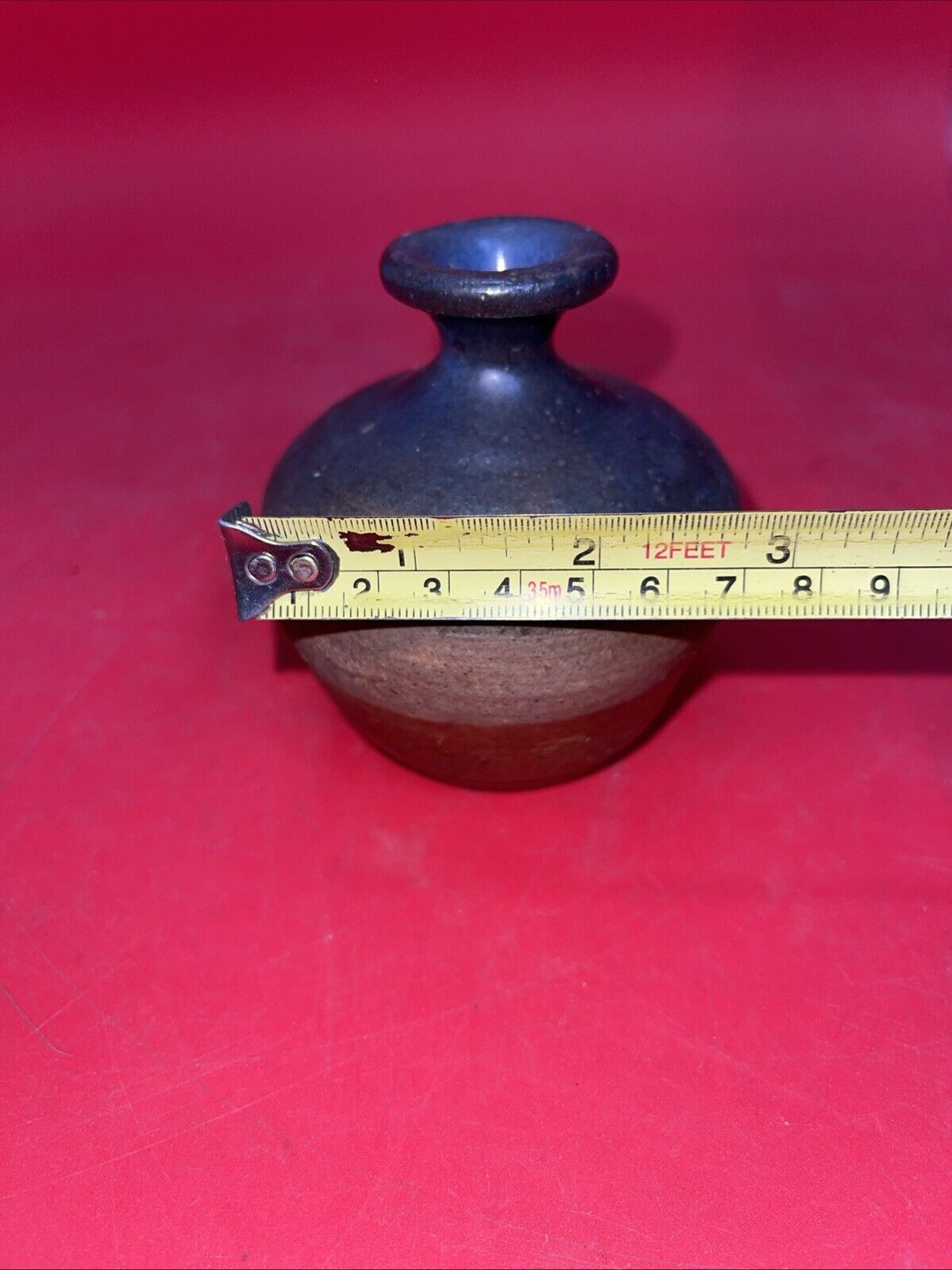 Studio Art Pottery Stoneware Vase Artist Signed Hand Thrown Vintage 4”H