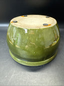 Art Pottery Green Glossy Bowl 4” Tall