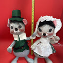 Vintage 1991 Annalee Mobilitee Dolls Pair Of Thanksgiving Pilgrim Mouse 16” &14”