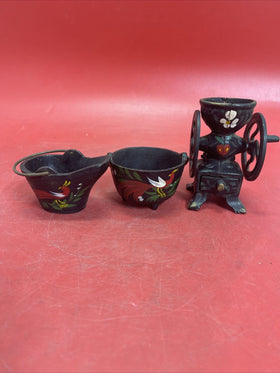 Vintage John Wright Cast Iron Mini Coal Bucket Coffee Cauldron Lot 3