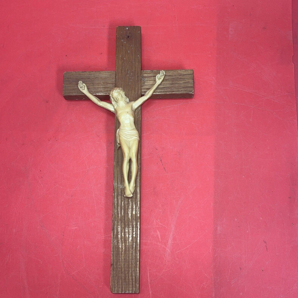Vintage Wooden Christian Crosses Last Rites, Old Wooden Tin Jesus Lot 4 (Damage)