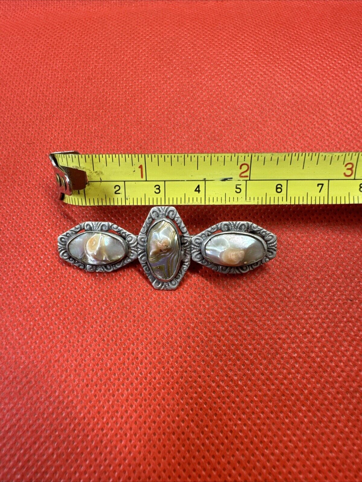 Vintage Sterling Silver Abalone Brooch