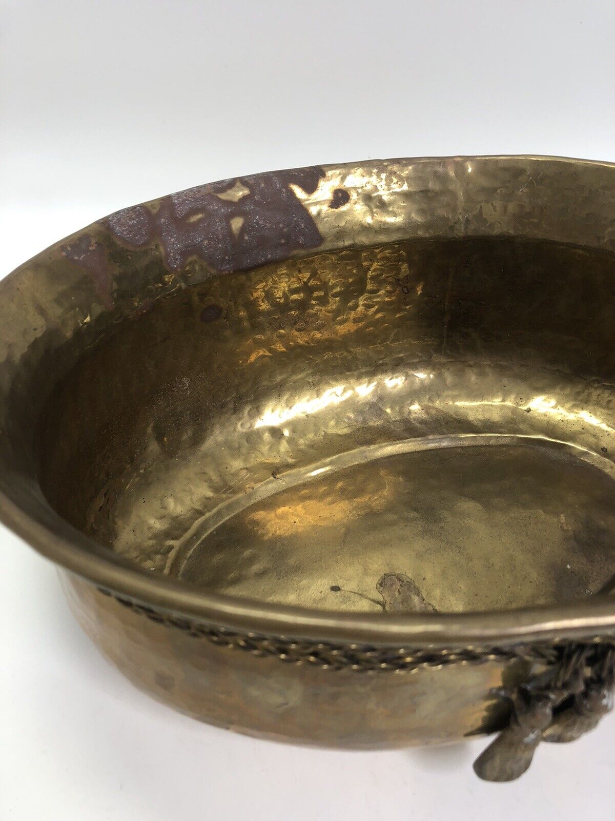 Round Solid Brass Planter w/ Rope Tassel Accent