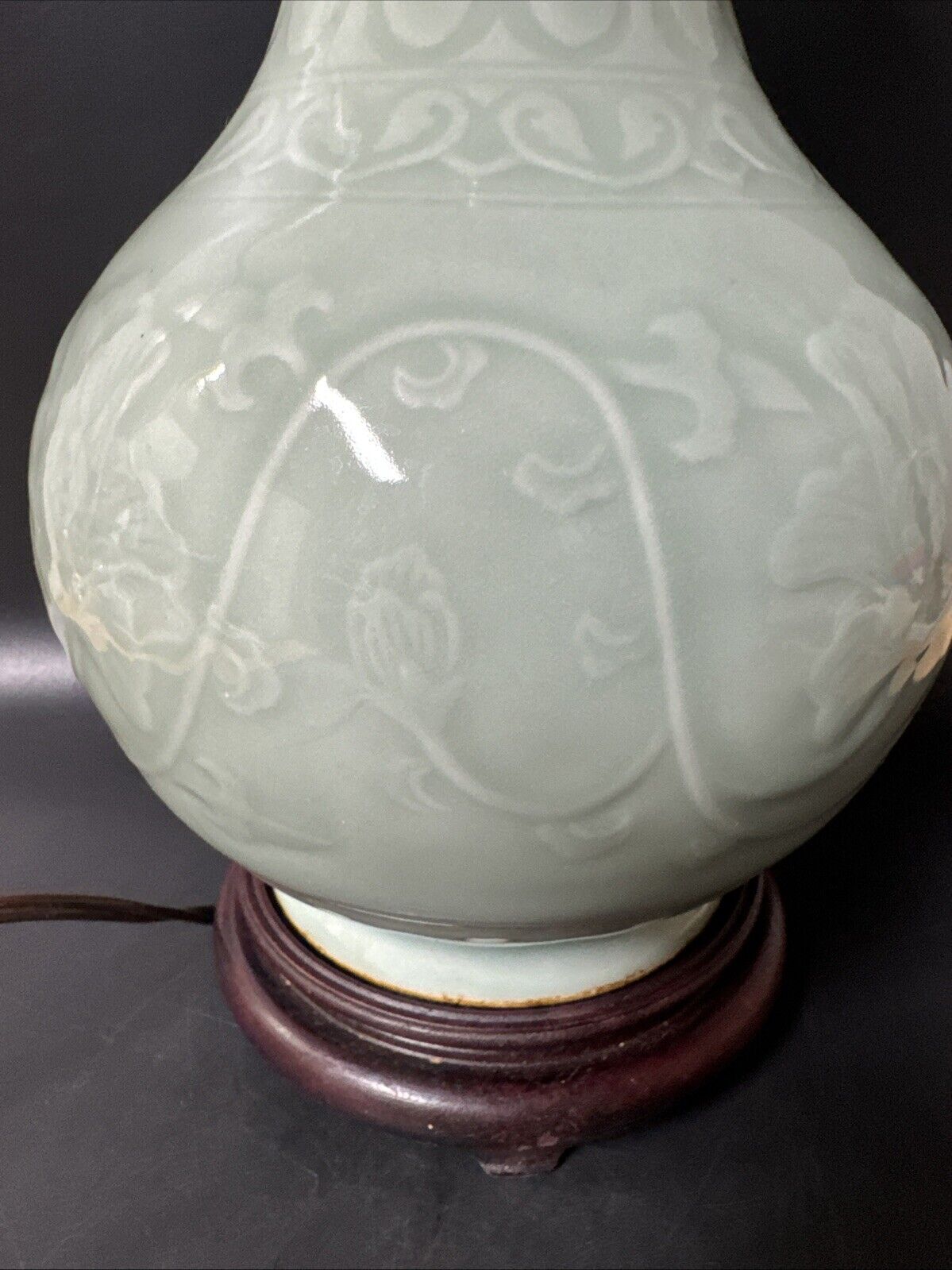 Vintage Porcelain Vase Lamp 25” Tall, Made In Hong Kong