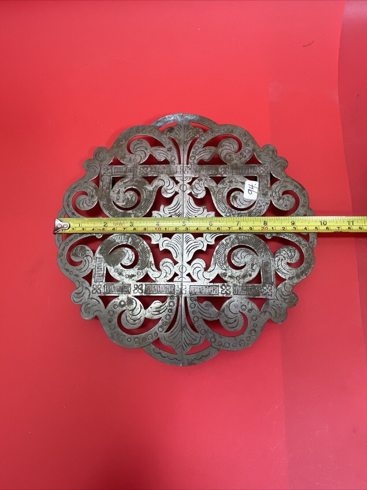 Antique Silverplate Expandable Trivet Au Bon Marche' - Paris Ornate Scrollwork