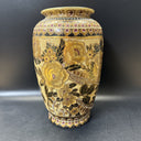 Beautiful Vintage Large Chinese Vase 12” Gold Brown Floral Textured