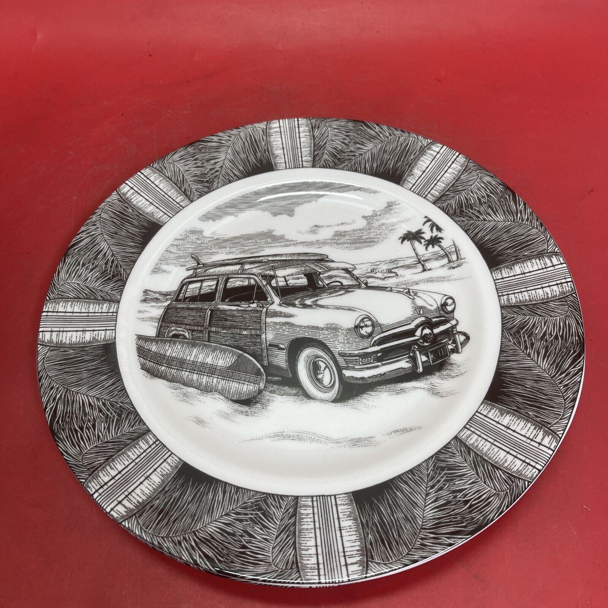 Slice of Life Surf Woody Dinner Plate 222 Fifth PTS By Marla Shega 1950Ford Lot2