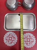 Oslo Pewter textured Cream and Sugar Set w/ Tray.  Perletinn design from Norway.