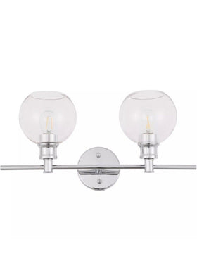 Living District Collier Wall Sconce Light LD2314C, Double Light Fixture, Chrome