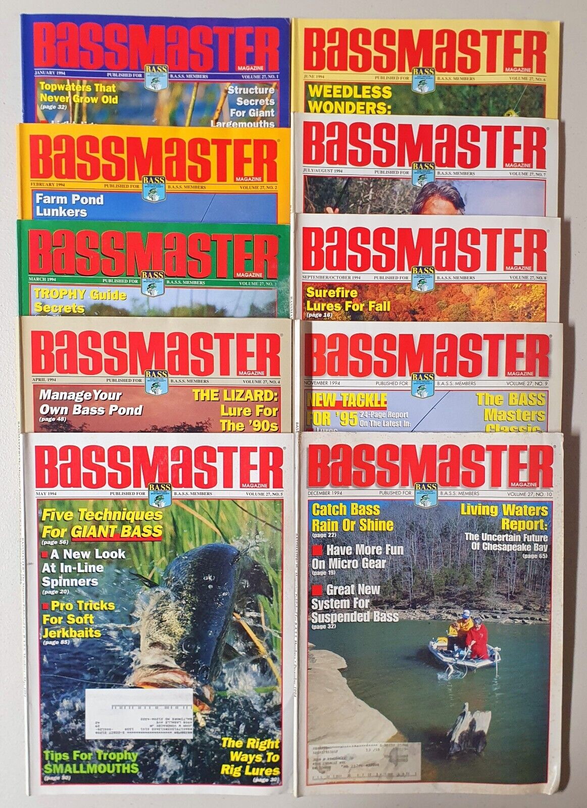 Bass Master magazine Lot of 10 (1994)