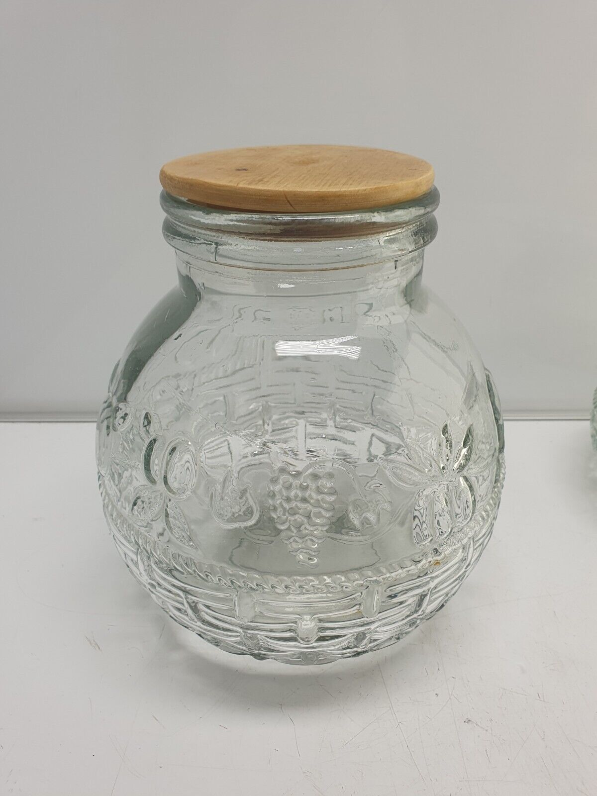 Set 2 Large Glasses Jar Cork Lid 11" and 7” tall. Not Air Tight