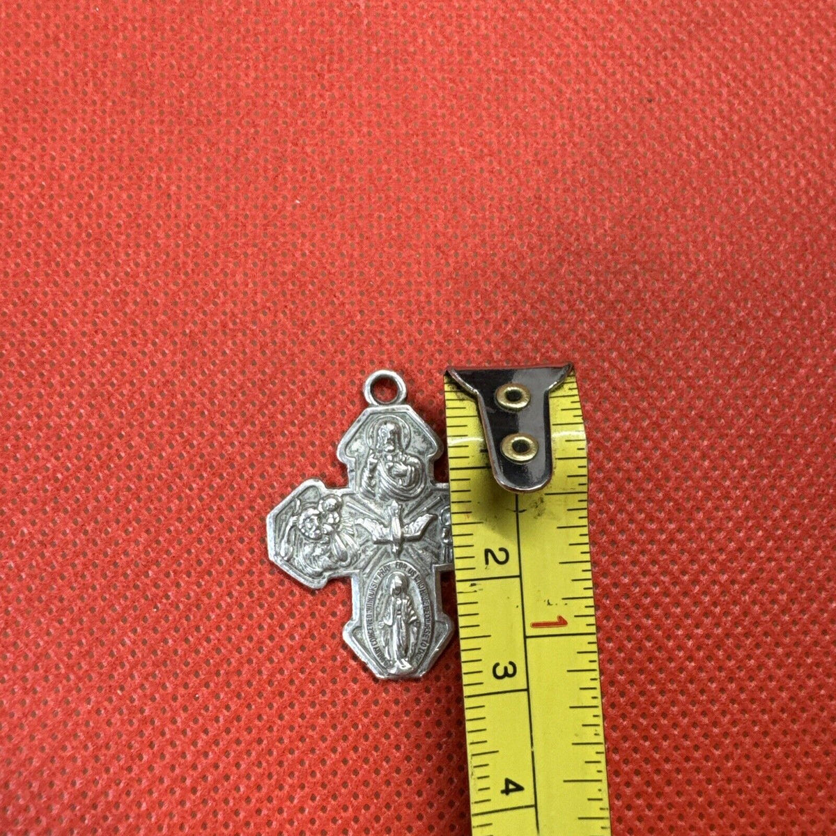 Vintage Malco STERLING SILVER I AM CATHOLIC CALL A PRIEST Crucifix Cross #2