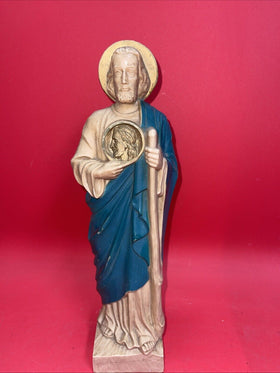 Vintage St. Jude Patron Saint Statue of Lost Causes 12.5" Hard Plastic Figurine