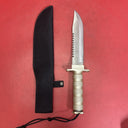 Knife with compartment in handle 8 1/2" blade and Saw type blade on the spine